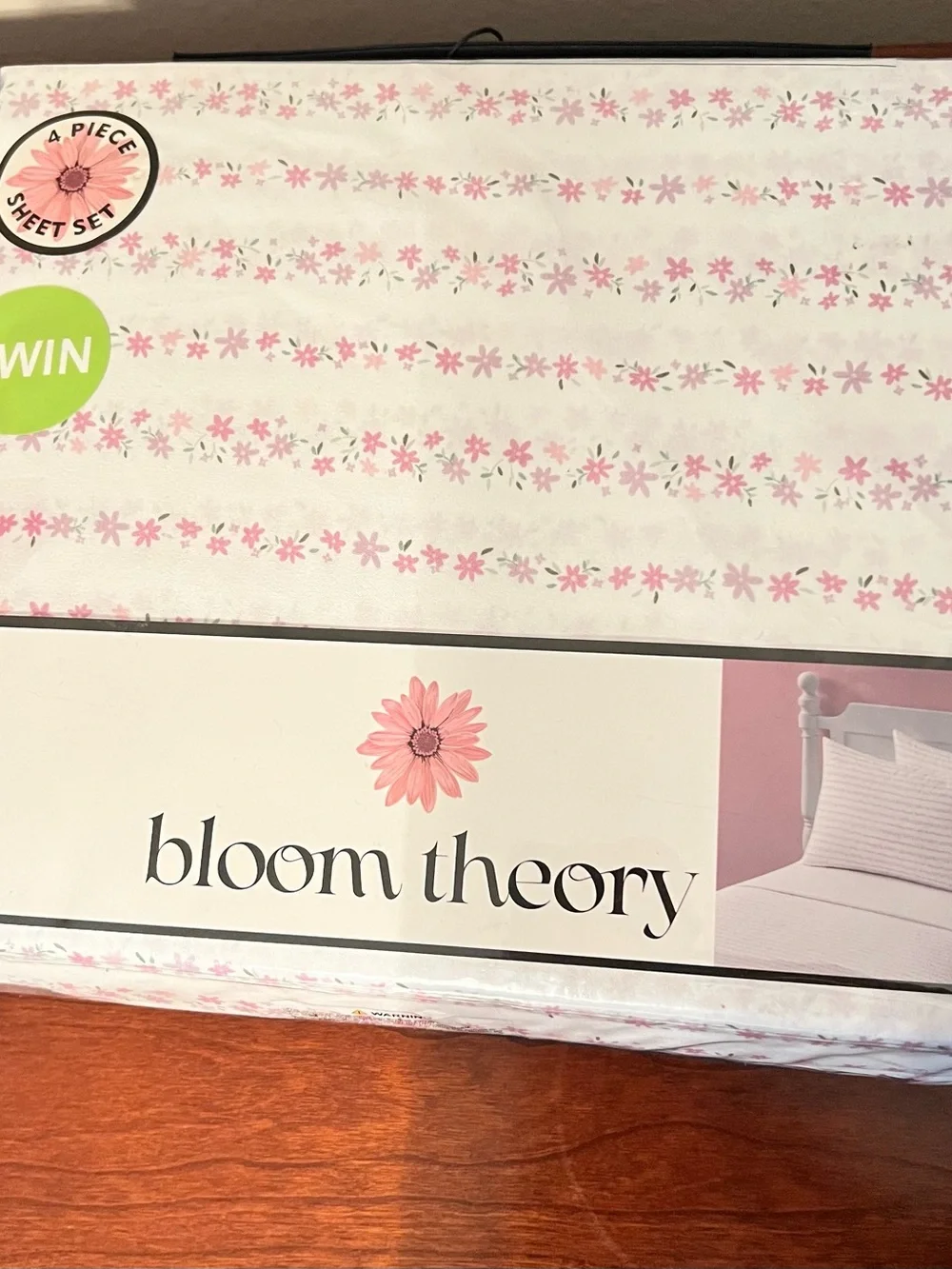 Bloom Theory 4 Piece Floral Twin Sized Sheet Set Pink Flowers 100% Microfiber
